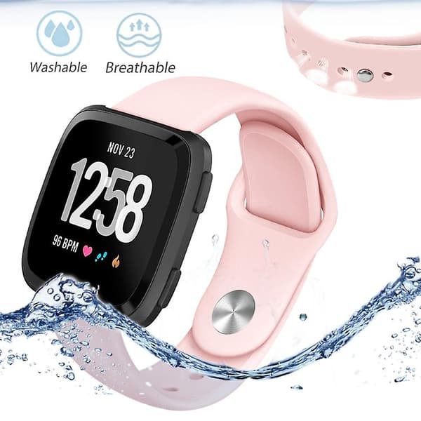 Til Fitbit Versa 2 / Fitbit Versa Lite ensfarvet silikoneurrem Pink