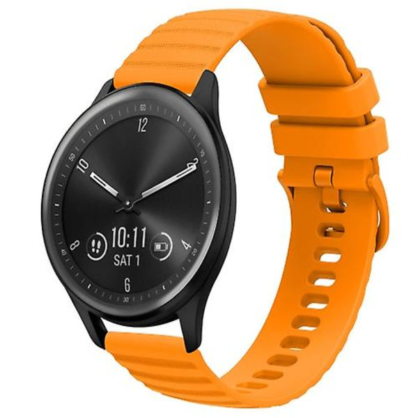 Til Garmin Vivomove Sport 20mm Wavy Dot Pattern Solid Color Silicone Watch Band Yellow