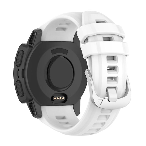 Til Garmin Instinct 2s Silikone rustfrit stål spændeurrem White