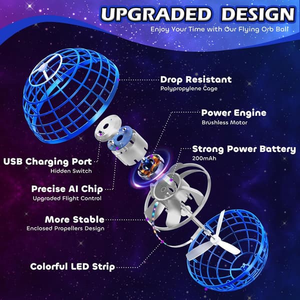 Flygende Ball Leke gyro sensor Boomerang Hover Ball Kule Leker for Barn blå