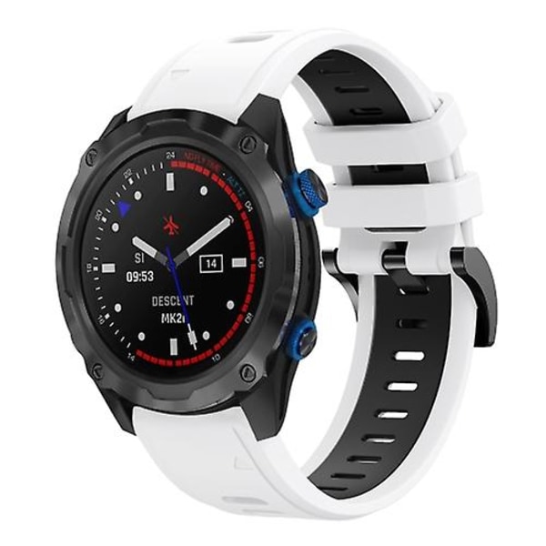 For Garmin Descent Mk 2i 26 mm tofarget sportssilikonklokkerem White-Black