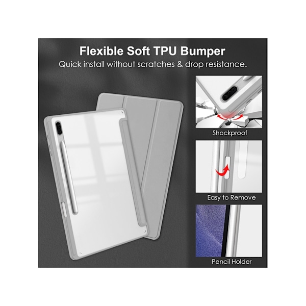 Etui til Samsung Galaxy Tab A9 8.7 Sm X115 Akryl Tablet Beskyttelsescover Grå