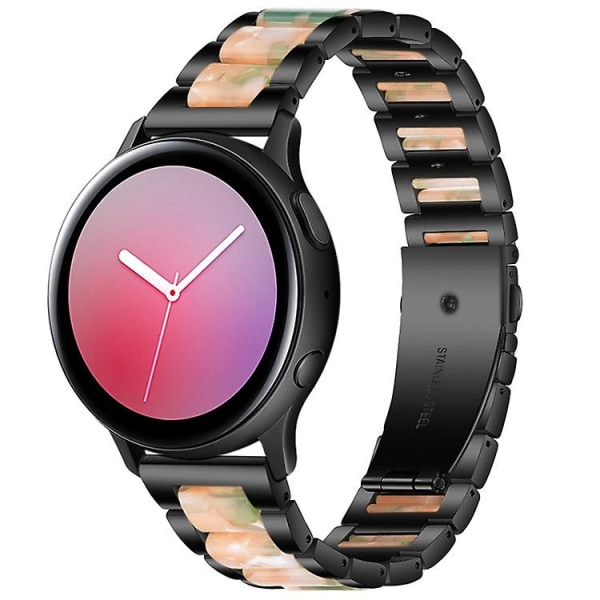 For Huawei Watch 3/3 Pro/garmin Venu 2 22 mm Universal 3-perler i rustfritt stål + klokkebånd i harpiks Black-Pink Green