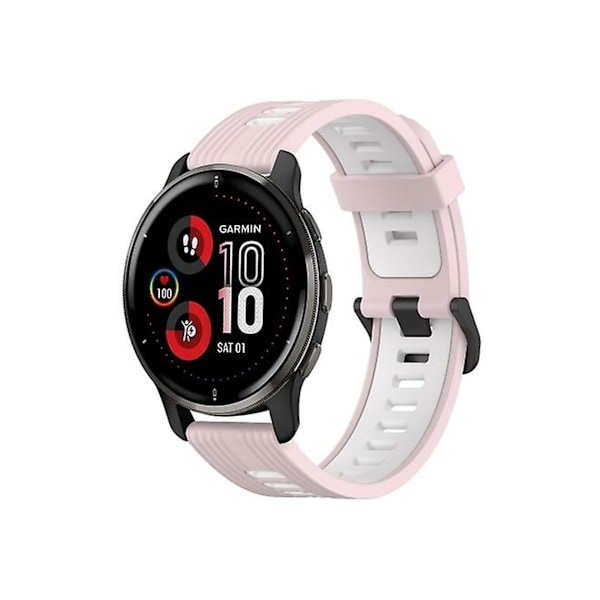 Rem til Garmin Venu 2 Plus 20Mm Vertikalt Mønster Pink-Hvid To-Farvet Silikone Urrem