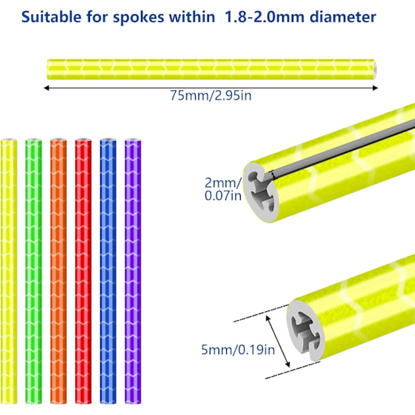 72 stk Sykkel Eiker Reflektorer for Standard Eikerhjul