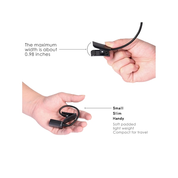 Genopladelig Boglampe, 4-pak, Mini Klipslamper -