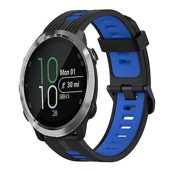 För Garmin Forerunner 645 20 mm vertikalt mönster tvåfärgat watch Black-Blue
