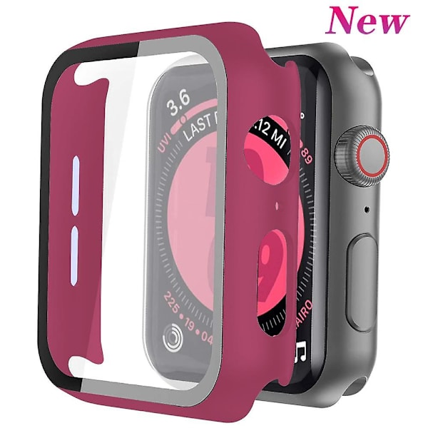 Glass+ cover Apple Watch case 44mm 40mm Iwatch 42mm 38mm näytönsuoja + puskuri Lisävarusteet Applewatch Series 5 4 3 Se 6 Wine red 42mm series 321