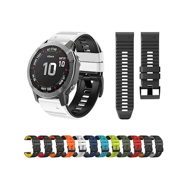 Rem til Garmin Fenix 7/7X/6/6X/5/5X 22Mm To-farvet silikoneurrem orange sort