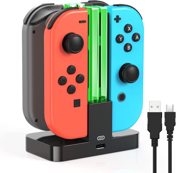 Korvaava laturi Switch/OLED/Joy Con -latausalustalle USB Type-C -latausjohdolla
