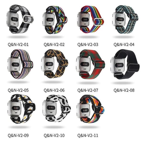 Til Fitbit Versa urrem Flettet Jacquard justerbar rem Nylon urrem V2-5