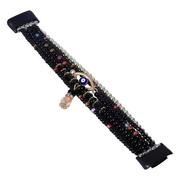 För Fitbit Charge 5 Eye Bead Chain Watch Band Black