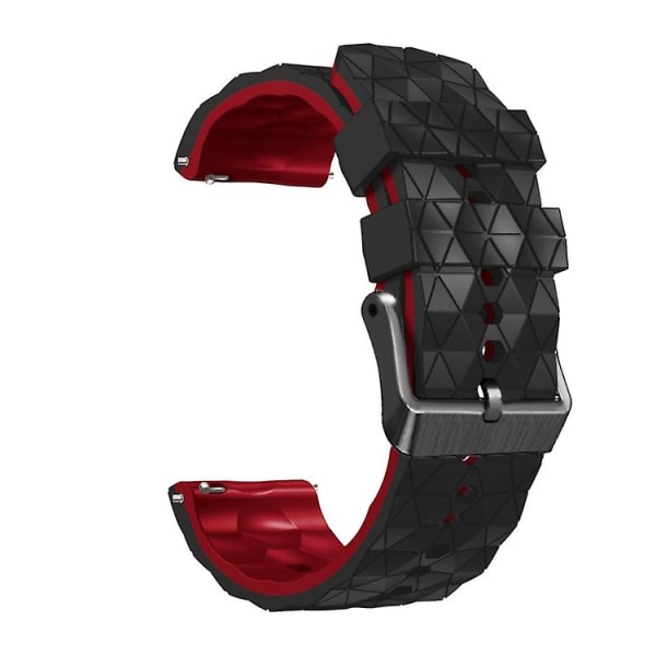 För Ticwatch Pro X 22 mm fotbollsmönster Tvåfärgs silikonrem Black-Red