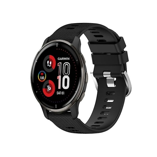 Rem til Garmin Venu 2 Plus 20Mm Sort Solid Farve Blød Silikone Urrem