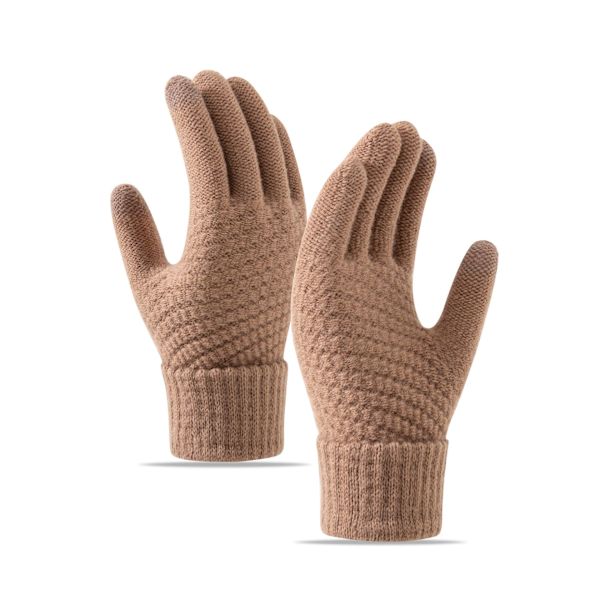 Vinter Varme Touchscreen Handsker Dame Herre Mode Strikkede Handsker, karamel