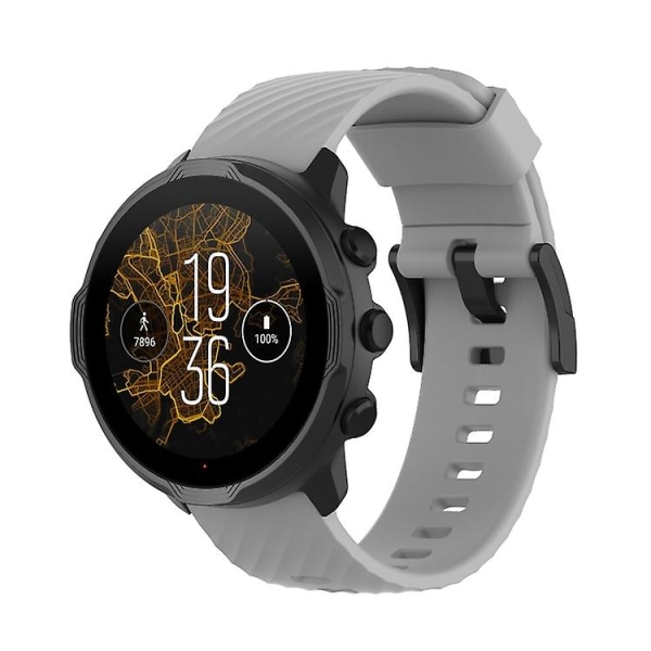 Til Suunto 7 24 mm ensfarvet silikone urrem Grey