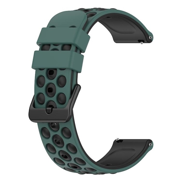 For Garmin Venu Sq 20 mm tofarget porøs silikonklokkerem Olive Green-Black