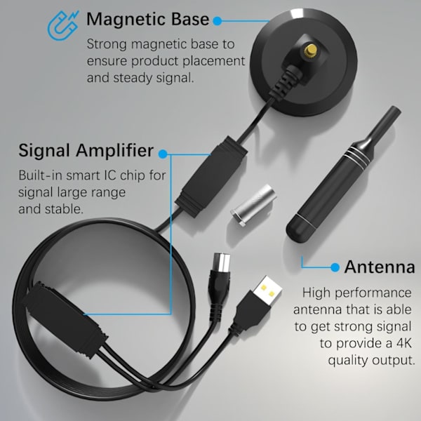 TV-antenne for Smart TV innendørs utendørs 4K 1080P HD digitalantenne for lokale kanaler