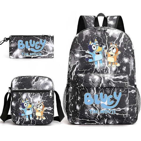 Bluey Tredelad skolväska ryggsäck Lightning Black 4