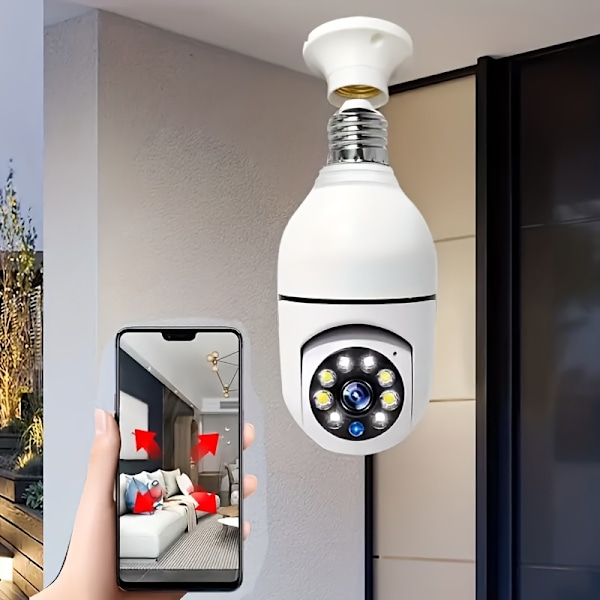 Trådlös kamera 2,4 GHz WiFi Full HD E27 Glödlampa Säkerhetskamera med Auto Tracking Tvåvägs Audio 1080P