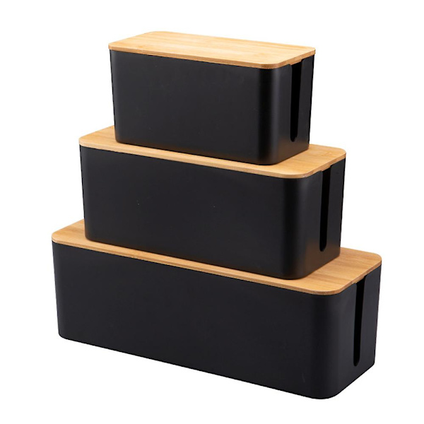 Kaapelinhallintalaatikko Keskikokoinen kaapelin organizer jatkojohdolle Power Stripe Surge Protector organizer Black M
