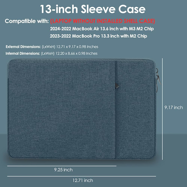 Laptop Taske 13\" Enkel Laptop Canvas Taske Blå