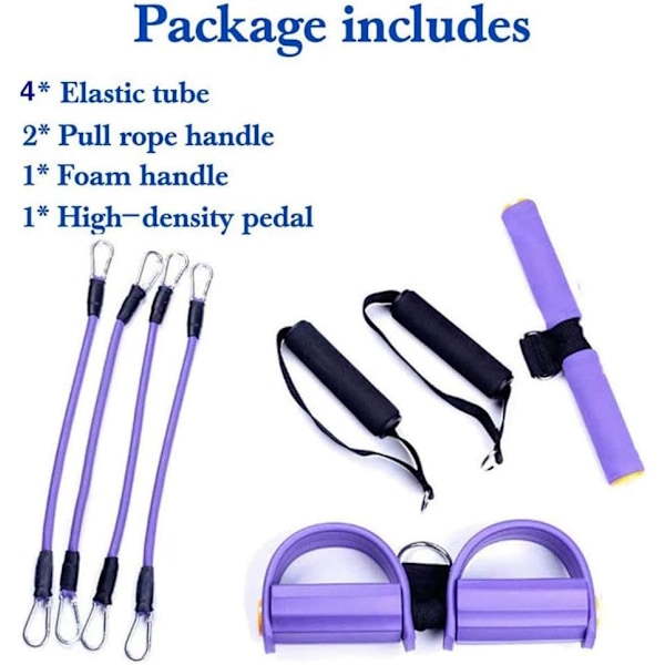 Multifunktionell Pedal för Kvinnor med 4 Tub Yoga Elastiskt Dragband Fitnessutrustning Bodybuilding Expander för Mage Midja Arm Ben Stretching