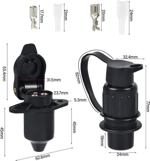 Stift Trailer Pluggkontakt 12V Adapter for Lastebil Caravan