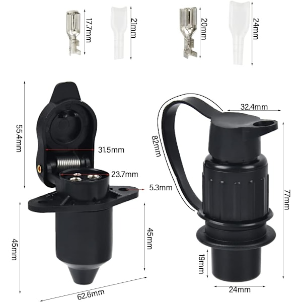 Stikkontakt til Trailer Plug 12V Adapter til Lastbil Caravan