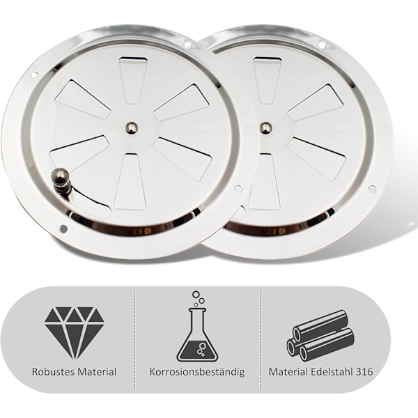 Rostfria Ventilationsrosetter - 2 stycken - 125 mm