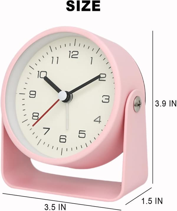 Väckarklocka 3,5 tum Minimalistisk Metallram Bordsväckarklocka Rosa