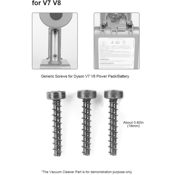 Sett med 6 skruer for Dyson Cordless V6 V7 V8 V10 V11 støvsuger