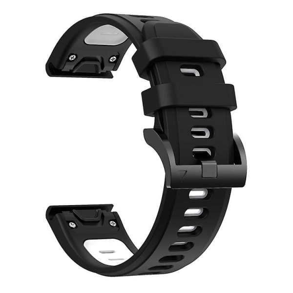 För Garmin Tactix Delta 26mm Tvåfärgad Sports Silikon Watch Black-White