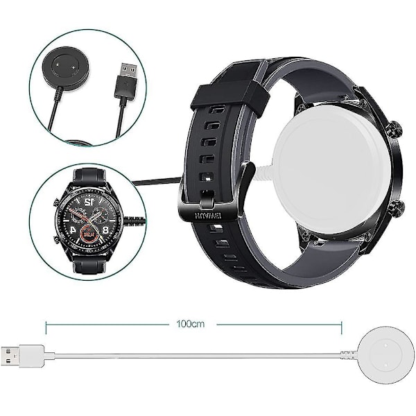 Trådløs magnetisk lader kompatibel med erstatnings ladekabel Holder kompatibel med Huawei Gt 2 Gt Active Smartwatch White