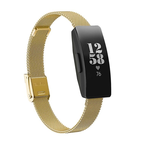 For Fitbit Ace 3 / Inspire 2 Double Insurance Buckle Milanese Watch Band Gold