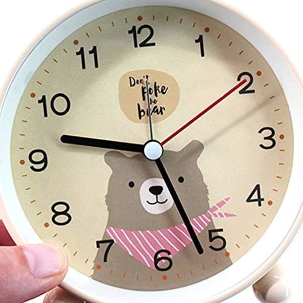 Väckarklocka 4\" Rund Tecknad Djur Quartz Analog Väckarklocka för Kontor Sovrum Gul