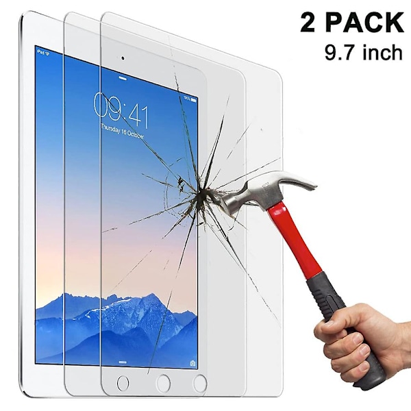 2 stykker herdet glassfilm kompatibel med Ipad Air 2 9,7 tommer herdet Ipad 2018 herdet glass 9h Hd, bruddsikker beskyttelsesfilm