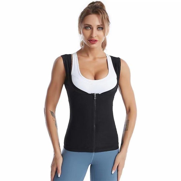 Waist trainer Dam Bastu Sweat Top Väst Body Shaper Bantning Midja Cincher Workout Shapewear Black Blue S M