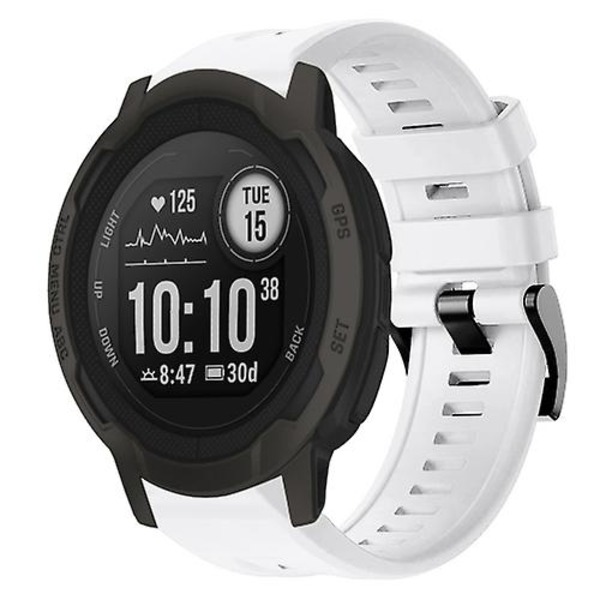 Til Garmin Instinct 2 metalspænde ensfarvet silikoneurrem White