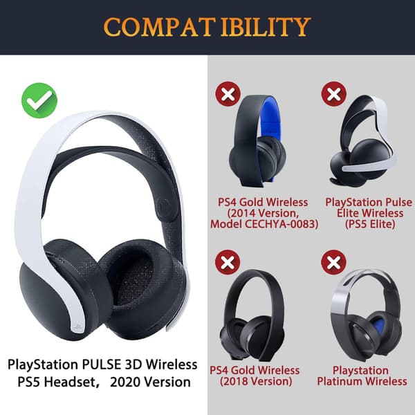 Øreputer for Sony Playstation 5 Pulse 3D-hodetelefoner, pustende svampputer