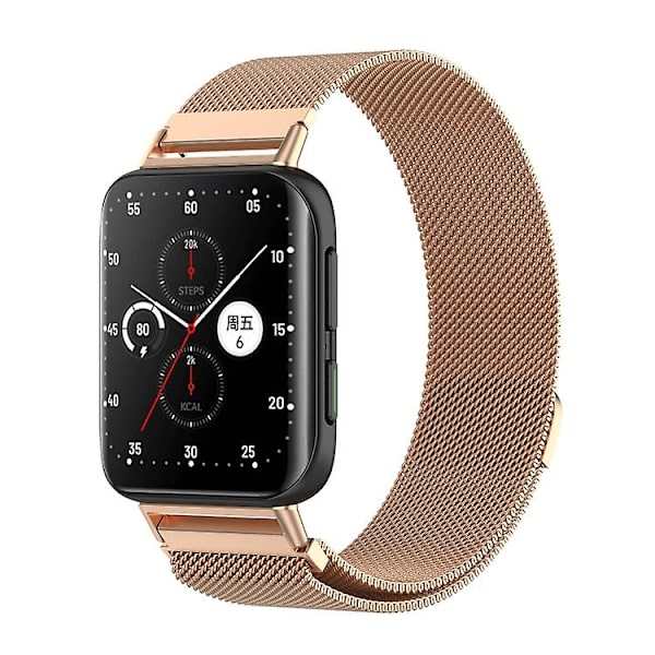 För Oppo Watch 2 46mm Milan Metal Watch Band Rose Gold