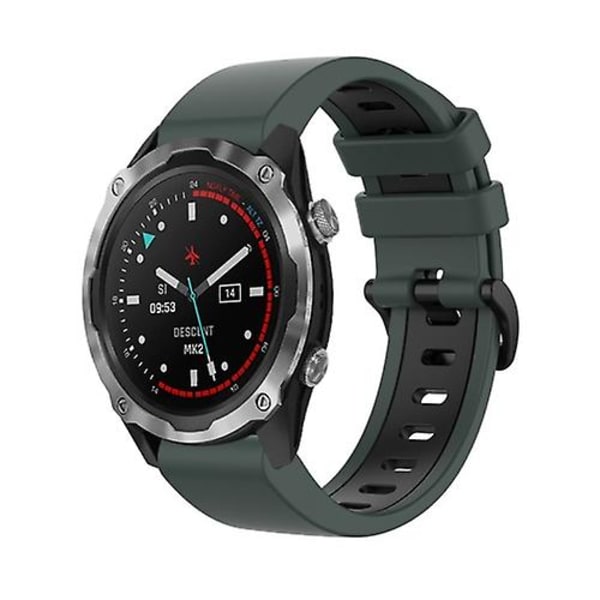 Til Garmin Descent Mk2 26mm Silikone Sports 2-farvet urrem Olive Green-Black