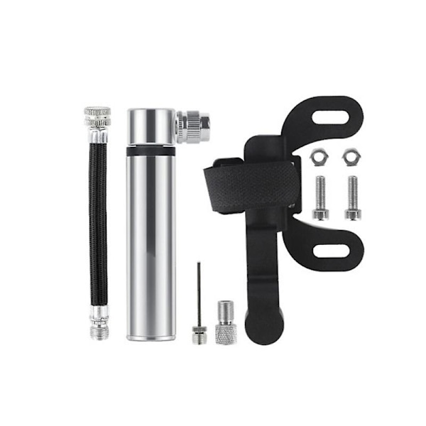 Mini sykkelpumpe i aluminiumlegering, MTB landeveissykkelpumpe, bærbar sykkelhjuldekkpumpe Silver