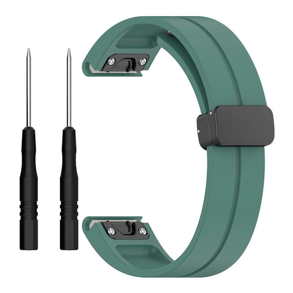Svart spänne 22mm silikonklockarmband för Garmin Fenix 7/forerunner 965/955/945/935 Olive Green