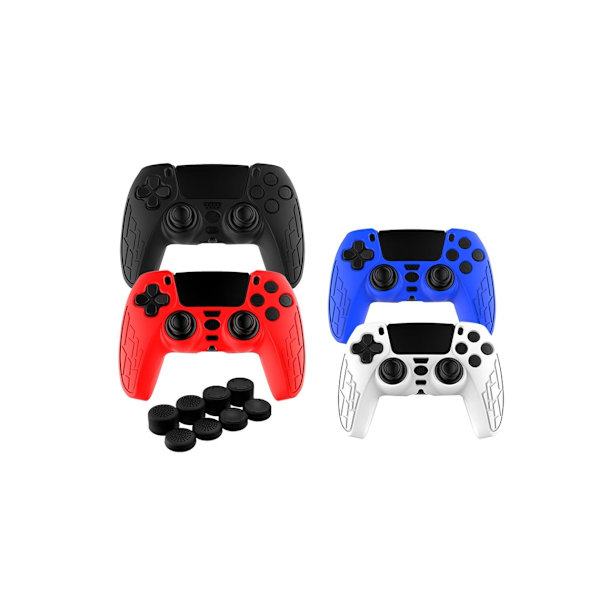 Etui til PS5 Controller med 8 Joystick hætter, rød