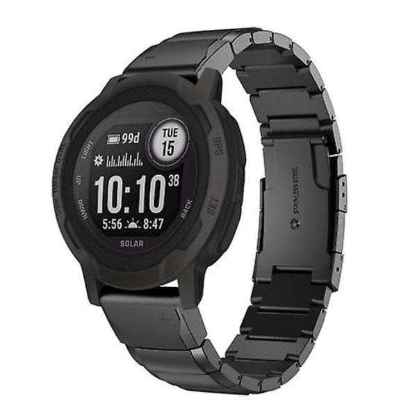 För Garmin Instinct 2 22mm Tortoise Shell i rostfritt stål watch Black
