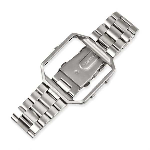 For Fitbit Blaze Metal Frame Butterfly Spenne Tre Perler Rustfritt stål Metal Watch Band Silver