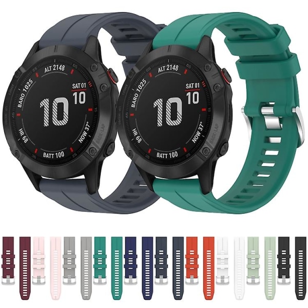 Til Garmin Fenix ​​6 Pro Gps 22mm ensfarvet silikone urrem Light Green