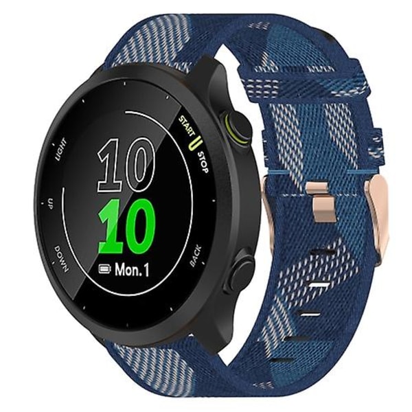 Til Garmin Forerunner 158 20mm nylonvævet urrem Blue