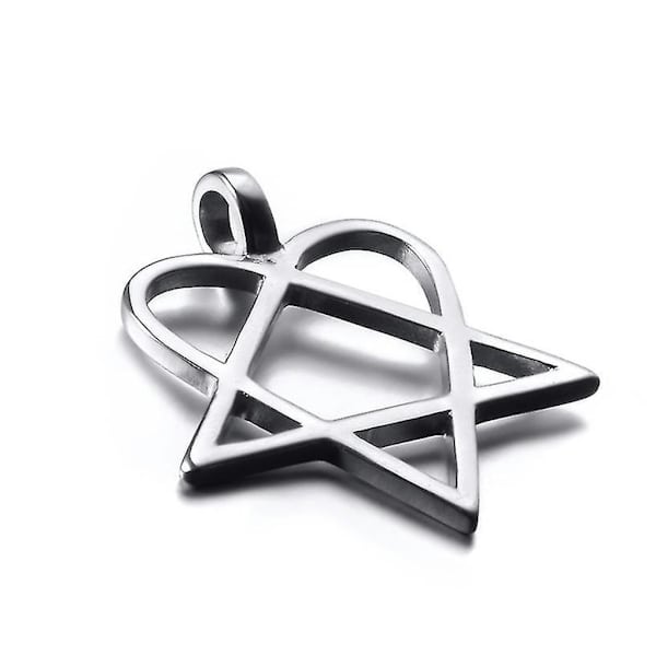Heartagram Star Heart Him Mens Womens Rustfritt Stål Anheng Halskjede Vintage Smykker Style 2-chain 56cm
